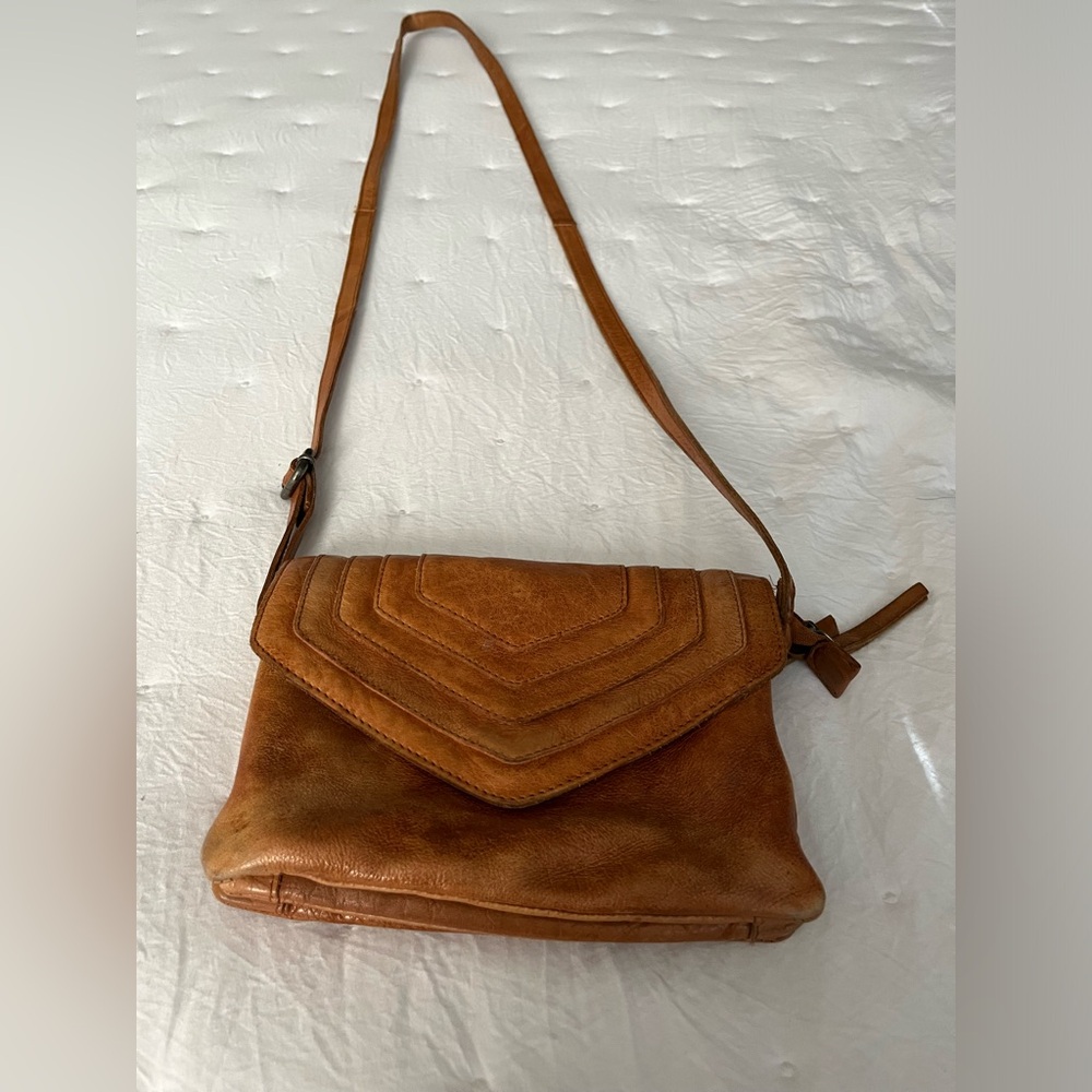 Latico leather cross body hobo bag. Cognac.